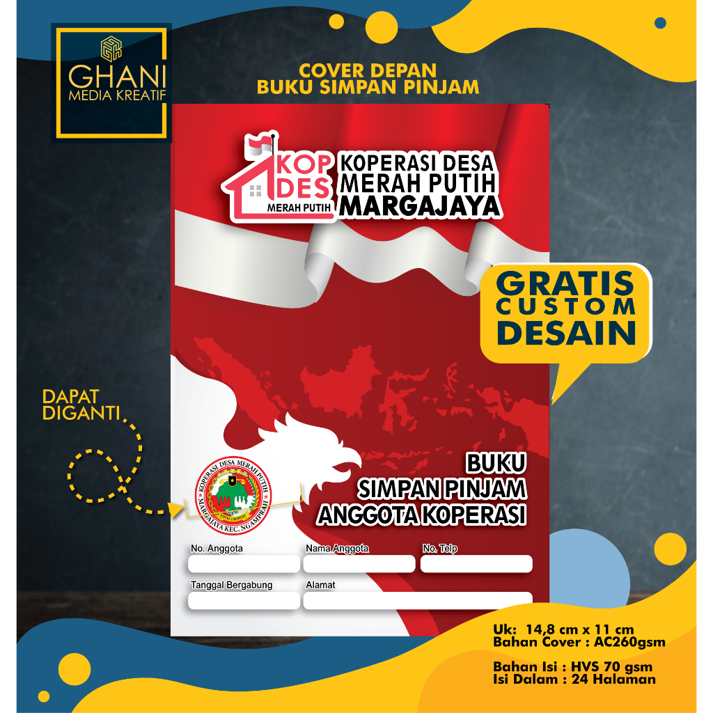 Custom Desain/Nama BUKU KOPERASI MERAH PUTIH