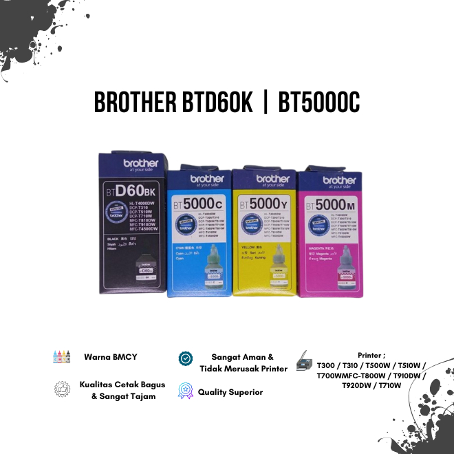 Tinta Brother BTD60 BT5000 1 Set  For Printer T310 T510w T710 w