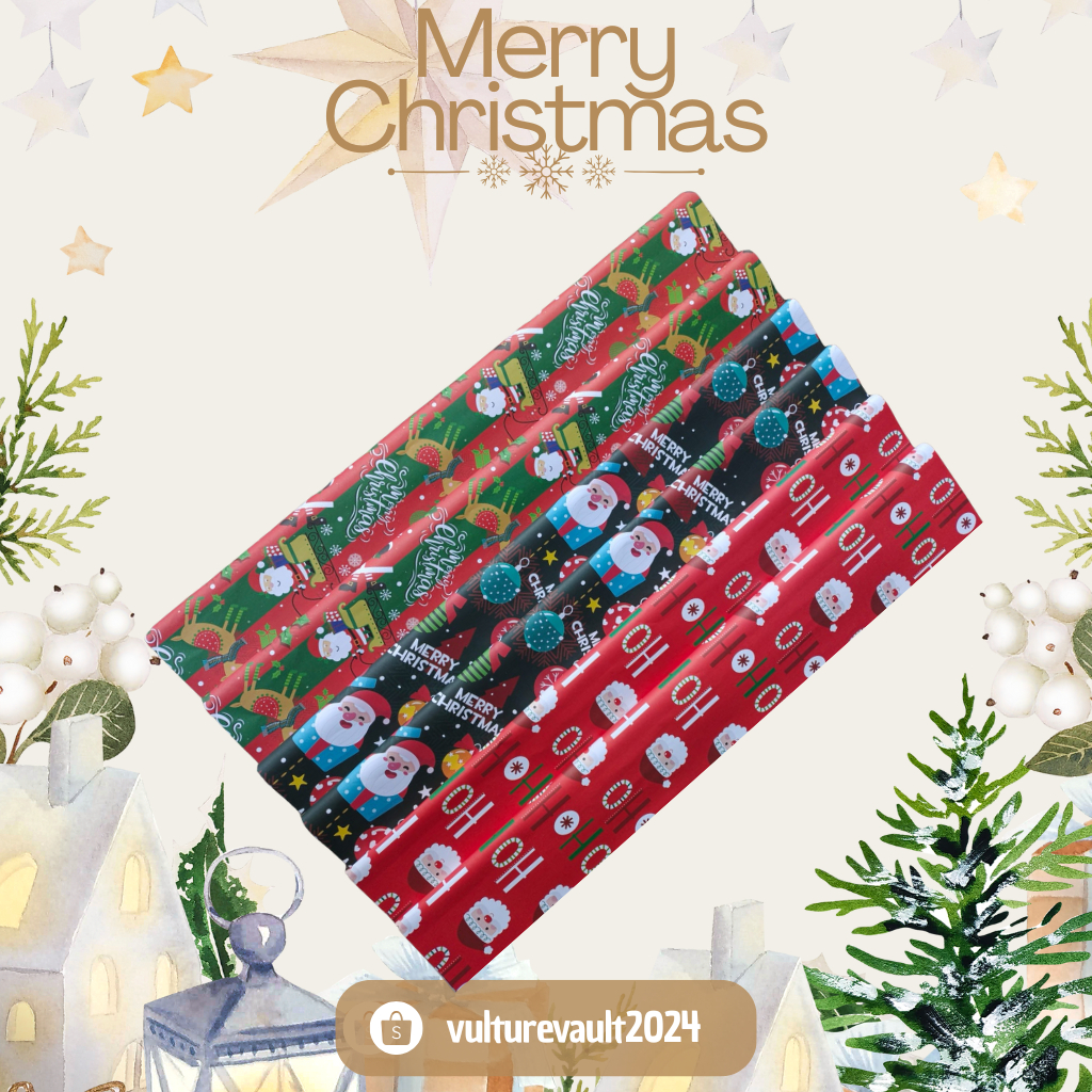 Kertas Kado Natal Premium Tebal Doff Gift Wrap Bungkus Kemasan Hadiah Merry Christmas Kertas Kado Na