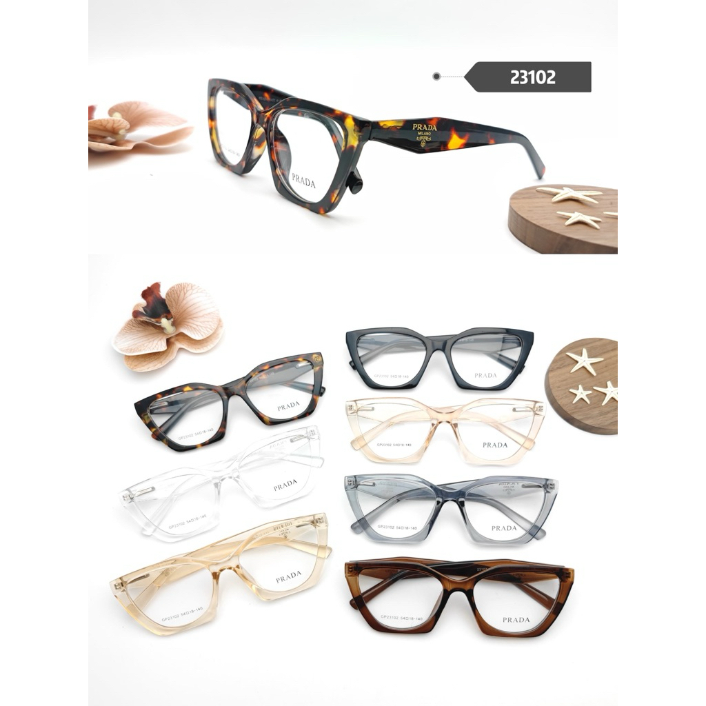 FRAME/KACAMATA WANITA CAT EYE 23102 Size 54-18-140 PAKET LENSA MINUS ANTI RADIASI PHOTOCROMIC