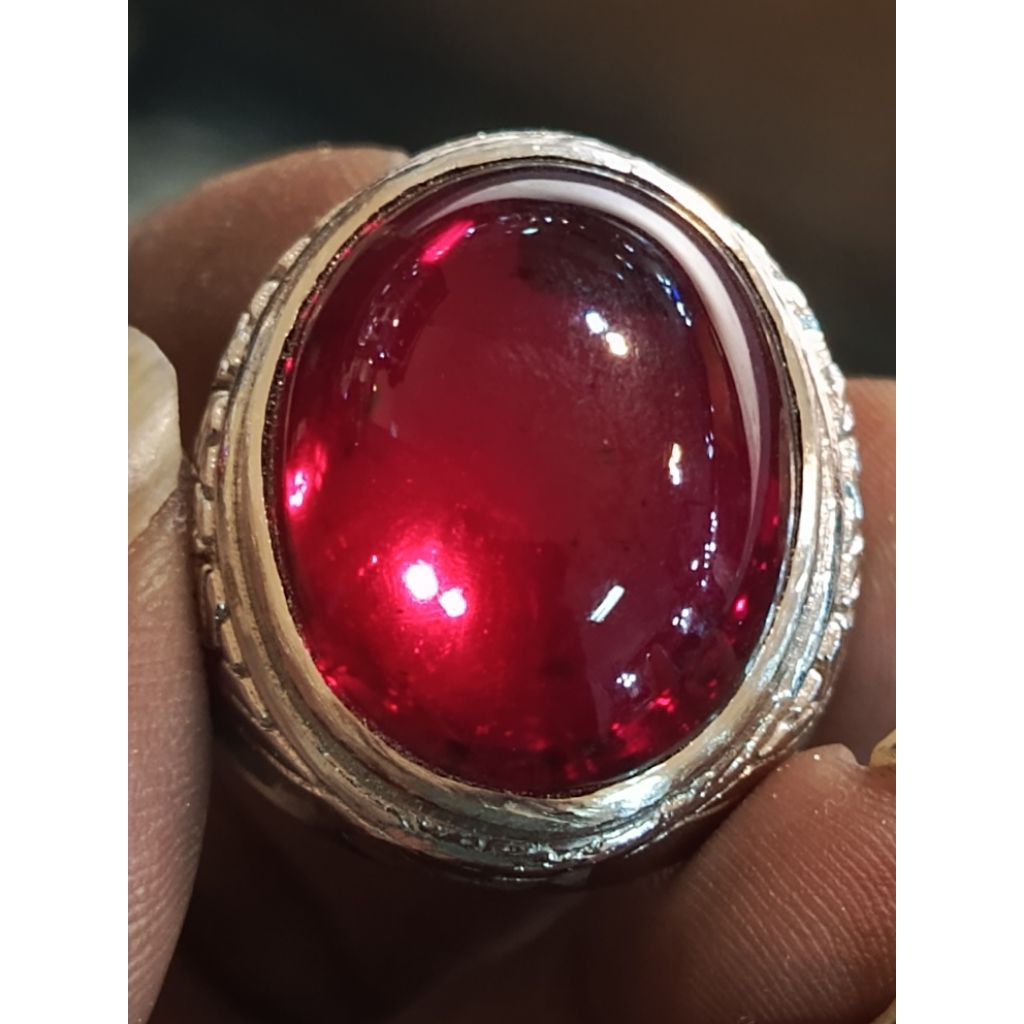 batu Mirah siam delima ikat alpaka krum super mewah no 8