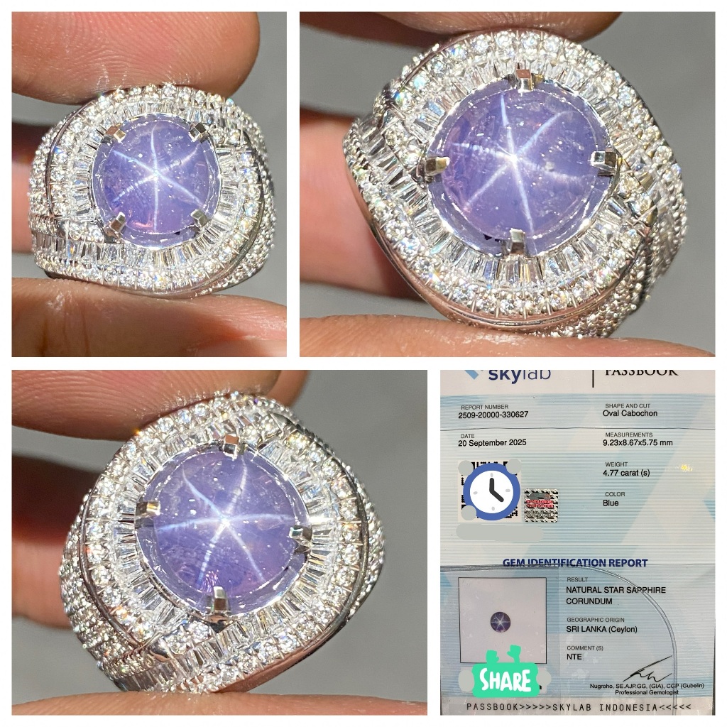 Natural 4.77ct star sapphire srilanka ceylon no heat