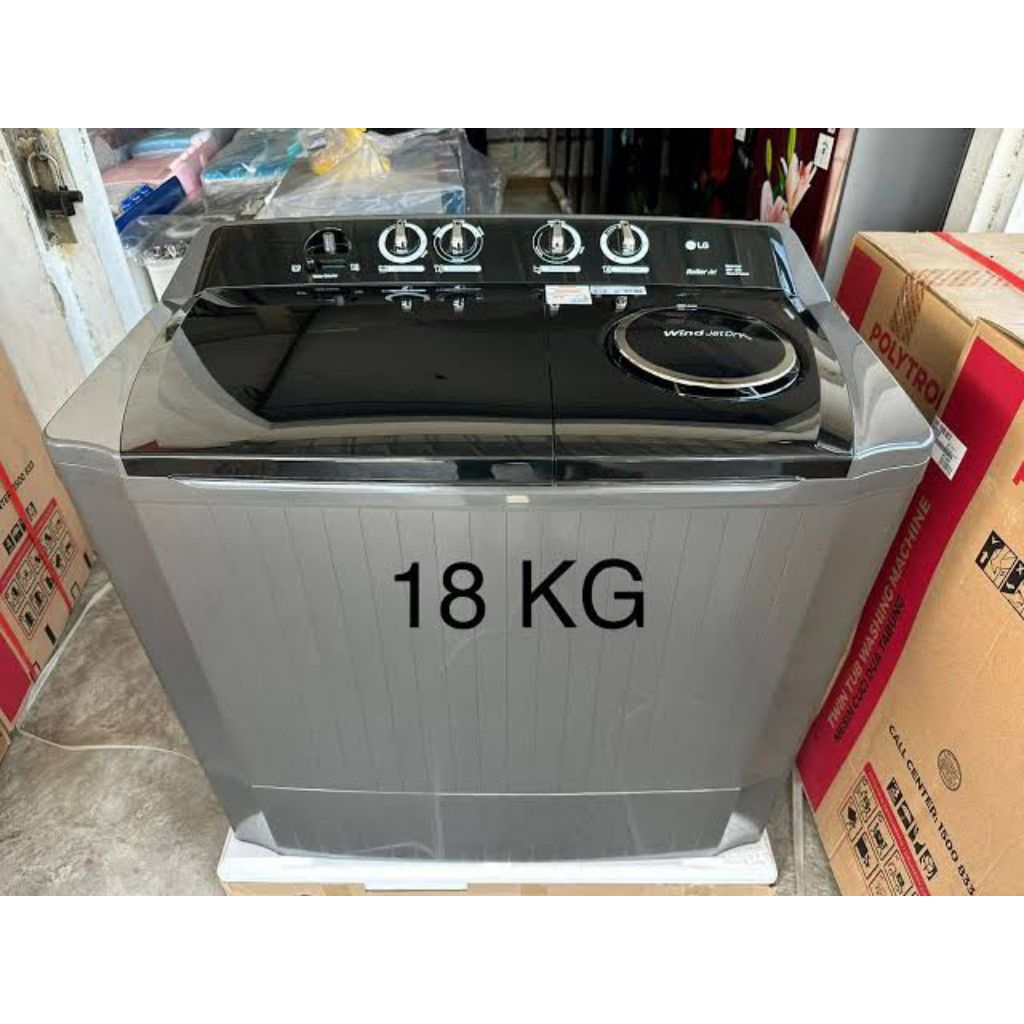 mesin cuci LG 18kg 2 tabung 18 kg washer laundry punch +3 roller jet pulsator wind jet dry wash jumb
