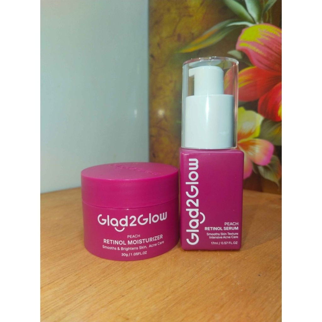 [SET RETINOL] Glad2Glow Peach Retinol Serum 17ml dan Retinol Moisturizer 30g G2G Skincare Anti Aging