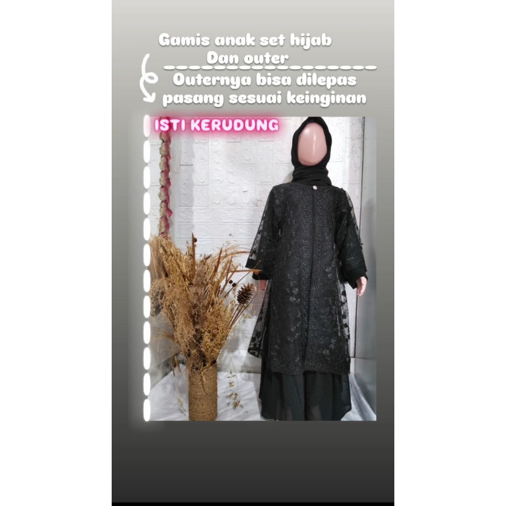 CACA DRESS ANAK SET OUTER HIJAB//SET OUTER//SET HIJAB//GAMIS ANAK