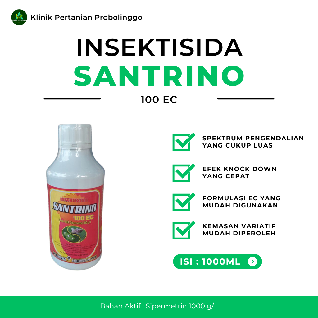 100% ASLI ✅ Insektisida SANTRINO 100 EC 1000ML - OBAT  EFEKTIF HAMA ULAT SPEKTRUM LUAS PADA TANAMAN