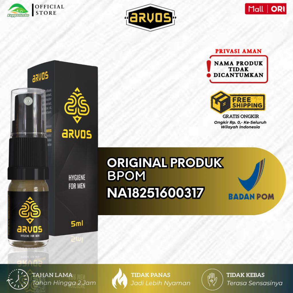 New Arvos Spray Obat Kuat Pria Tahan Lama Tidak Kebas - Oles Kuat Pria Solusi Lemah SIyehw4t