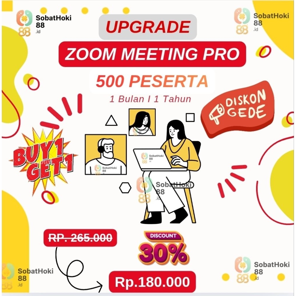 [BUY 1 GET 1 FREE] UPGRADE ZOOM MEETING 500 PESERTA 1 HARI 1 BULAN I 1 TAHUN FULL GARANSI I ANTI DIS