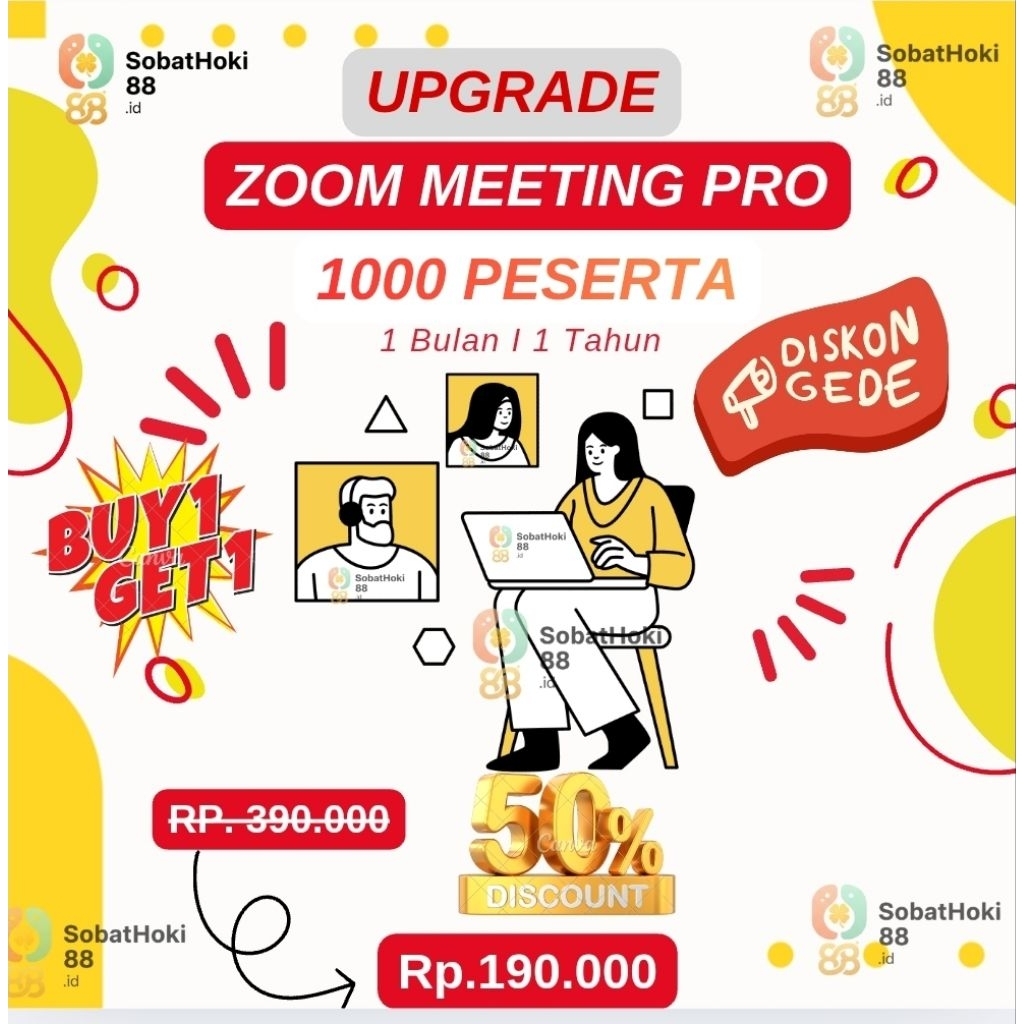 [BUY 1 GET 1 FREE] UPGRADE ZOOM MEETING PRO 1000 PESERTA  1 HARI I 1 BULAN I 1 TAHUN FULL GARANSI I 