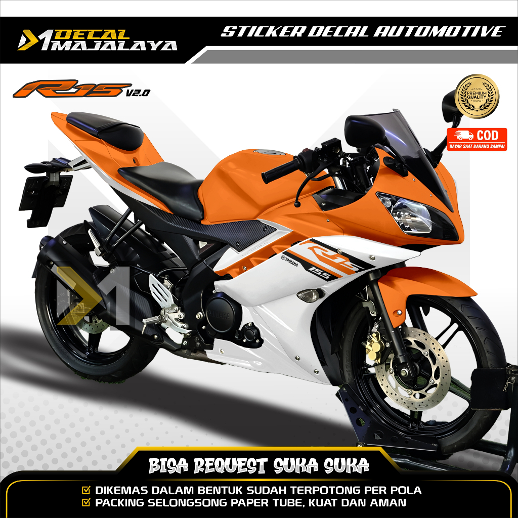 Bisa COD Decal Sticker Full Body Yamaha R15 V4 Motif Simpel Stripe DM2 Desain Custom Dekal Stiker
