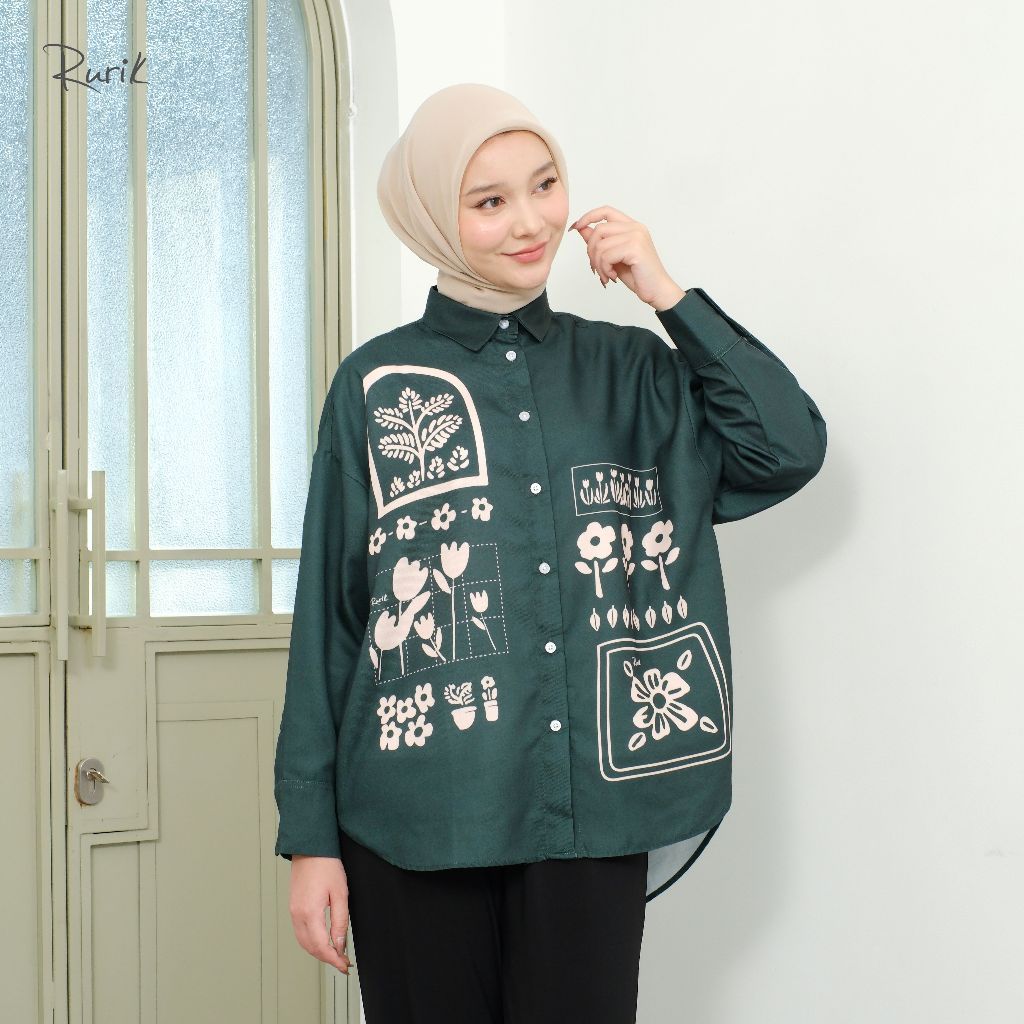 Rurik Kemeja Wanita Oversized Printing Helia Shirt