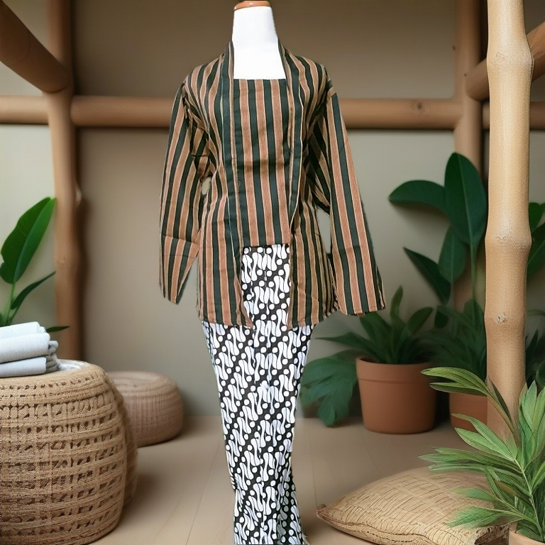 Setelan Kebaya Lurik Wanita Dewasa Adat Jawa Kebaya Lurik Jawa