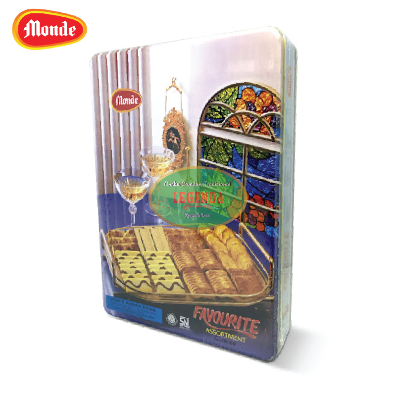 Kukis Aneka Rasa MONDE Tin Favourite Assortment Cookies 575 Gr Gram Kaleng Parsel Persegi Manis Guri