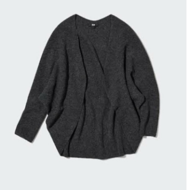 Uniqlo 3D knit souffle yarn gray cardigan size L