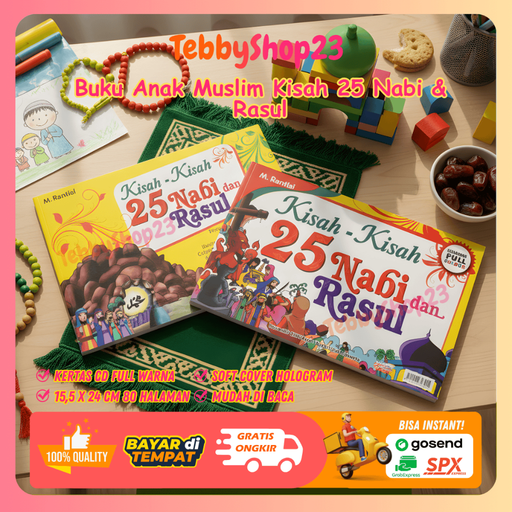 Tebbyshop23 Kisah kisah 25 nabi dan rasul Kertas CD bergambar full warna 80 Halaman