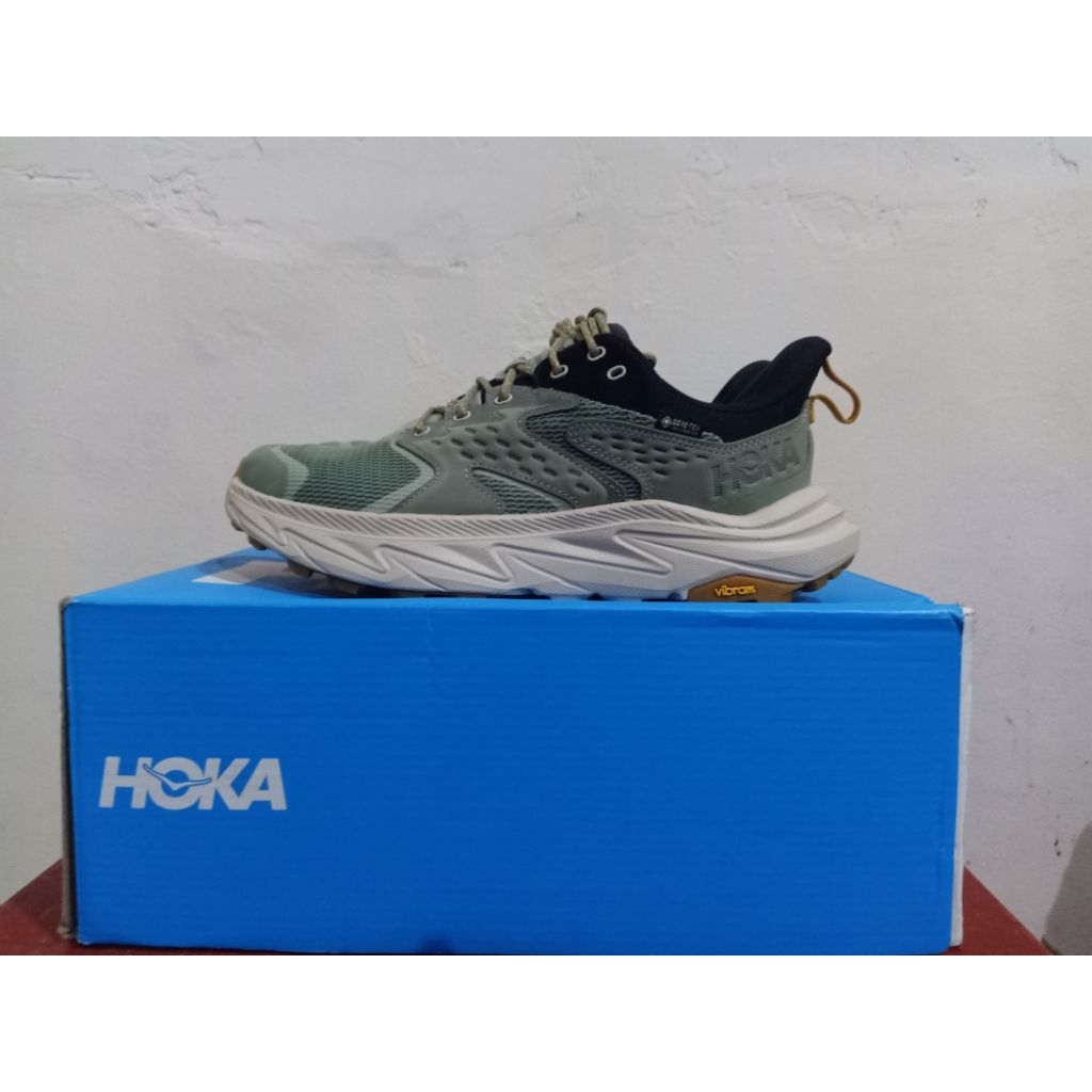 SEPATU LARI PRIA TRAIL HIKING HOKA ONE ONE ANACAPA 2 LOW GTX SEA MOSS/OAT MEAL ORIGINAL