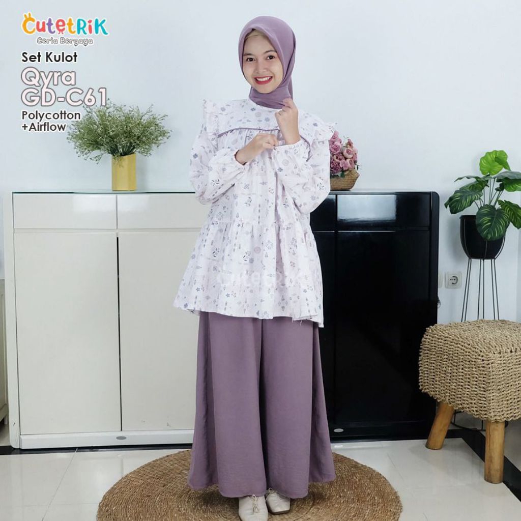 yvii KOREAN STYLE  setelan celana kulot tunik anak perempuan tanggung