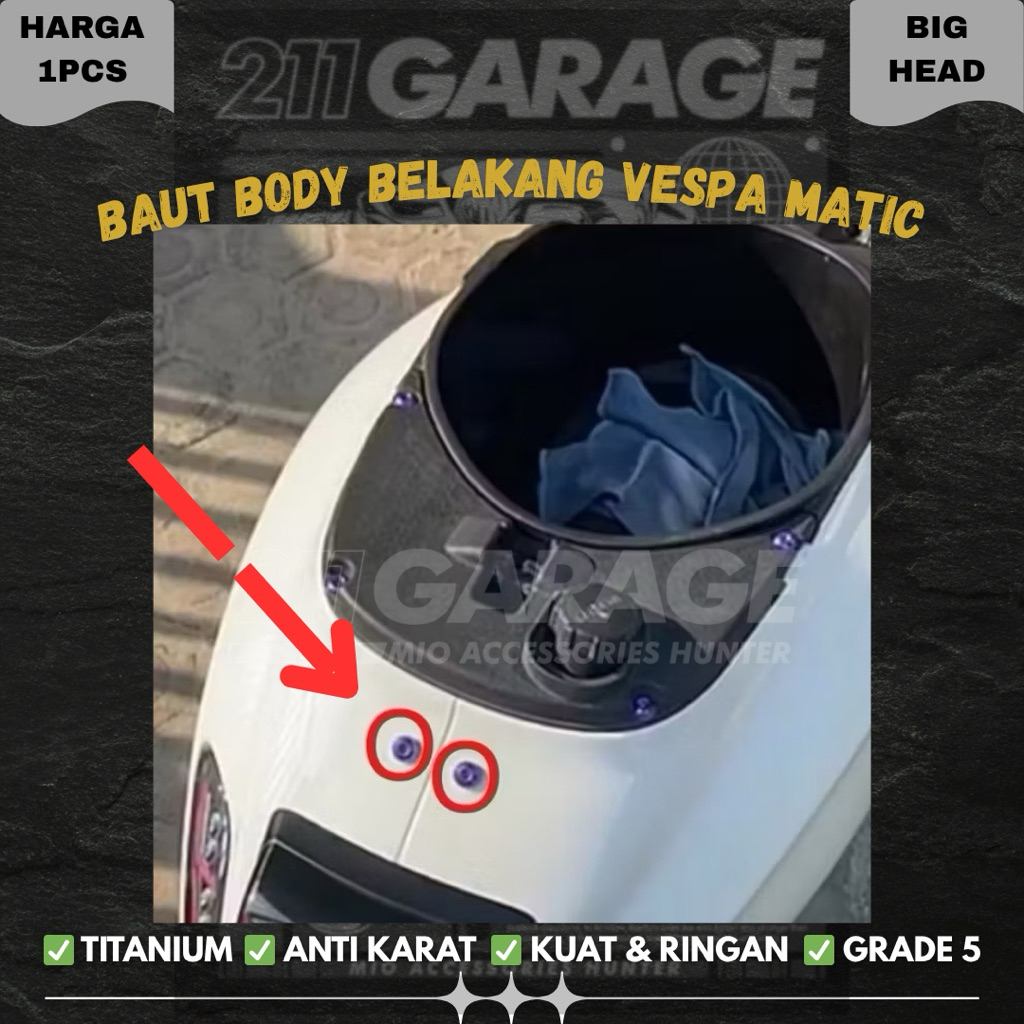 BAUT BODY BELAKANG VESPA MATIC TITANIUM GR5