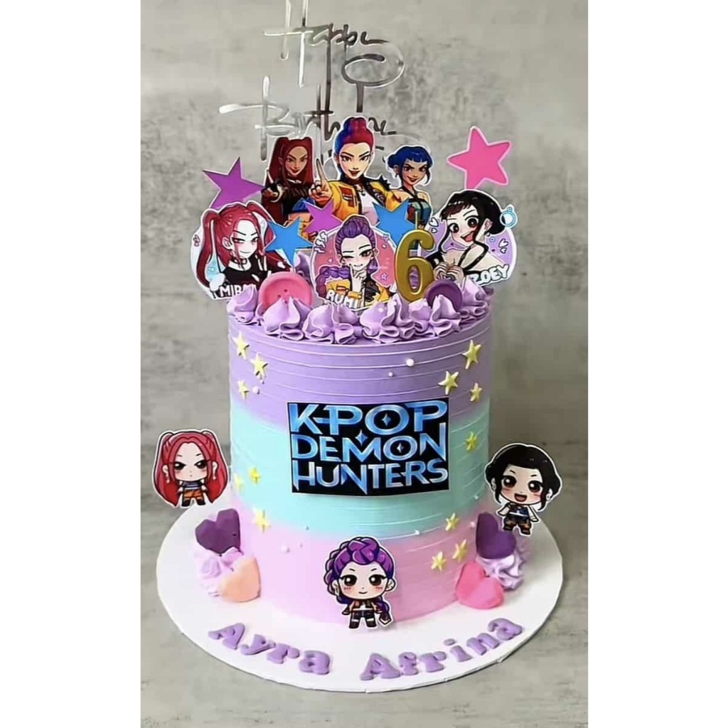 Topper KPOP DEMON HUNTERS / Topper Kue Ulang Tahun / Topper Cake Bisa Custom nama