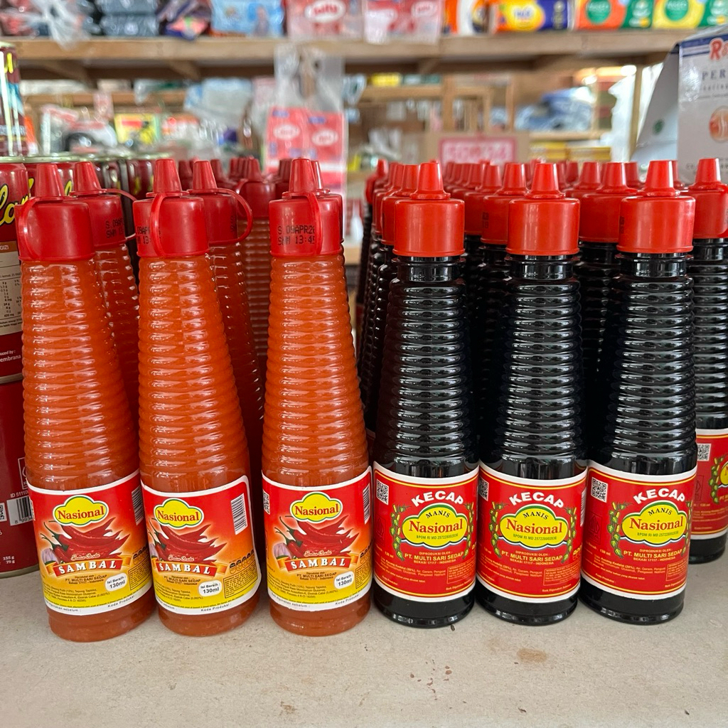 kecap botol / kecap meja Nasional & Sambal botol nasional 130ml