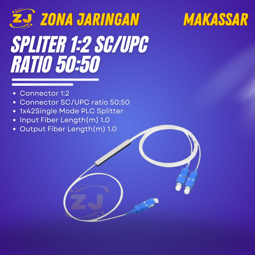 Fiber Optic Passive Splitter 1:2 SC/UPC FTTH PLC Splitter 1-2 SC/UPC