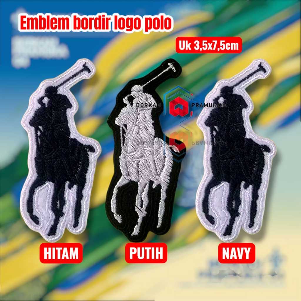 Badge Logo POLO Bordir Variasi Warna (Hitam, Navy, Putih) – Emblem Keren untuk Jaket & Kaos