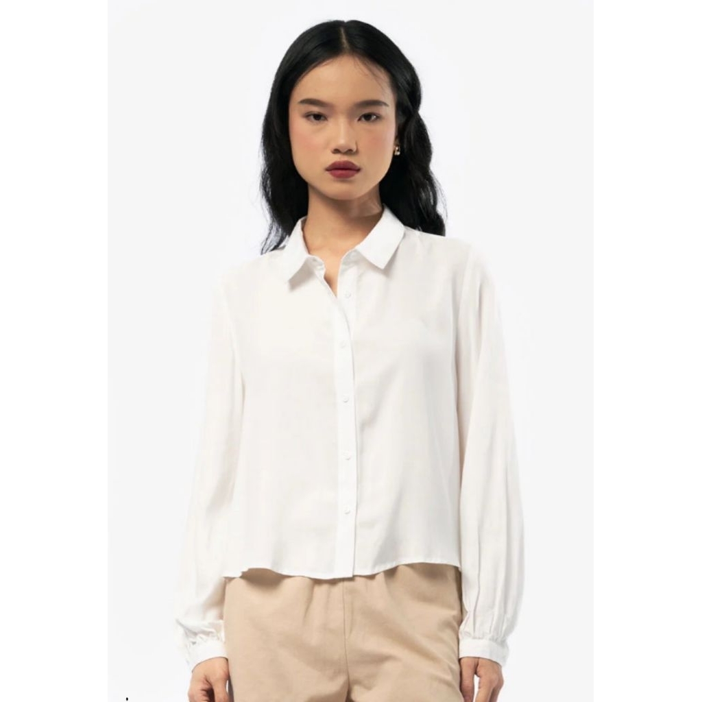 COLORBOX Balloon Sleeves Loose Shirt Off White