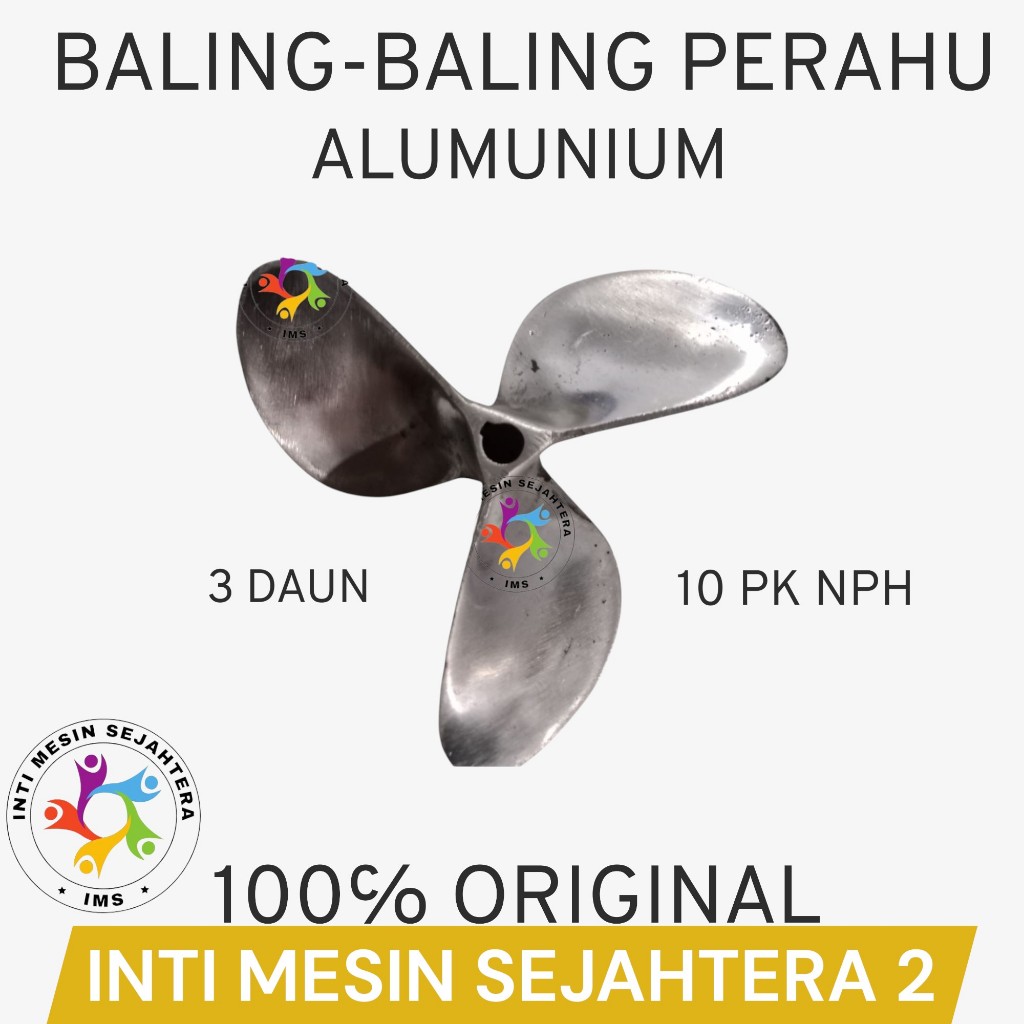 Baling Baling Alumunium 10 PK kipas kapal perahu nelayan daun 3 propeller NPH