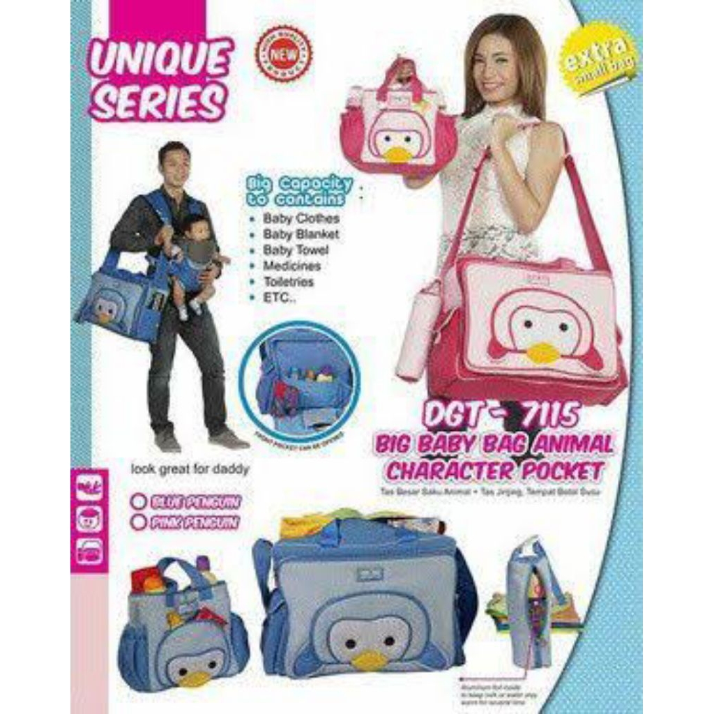 Dialogue Baby Tas Perlengkapan Bayi Besar 3 in 1 Pinguin & Gajah Series DGT-7115