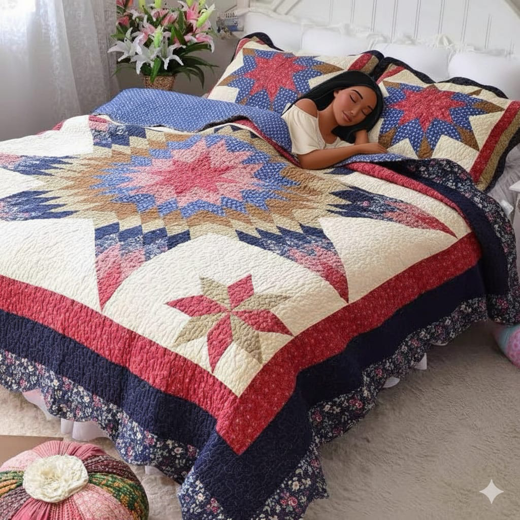 Printed Patchwork quilted Quilting Seprei bedcover shabbychic