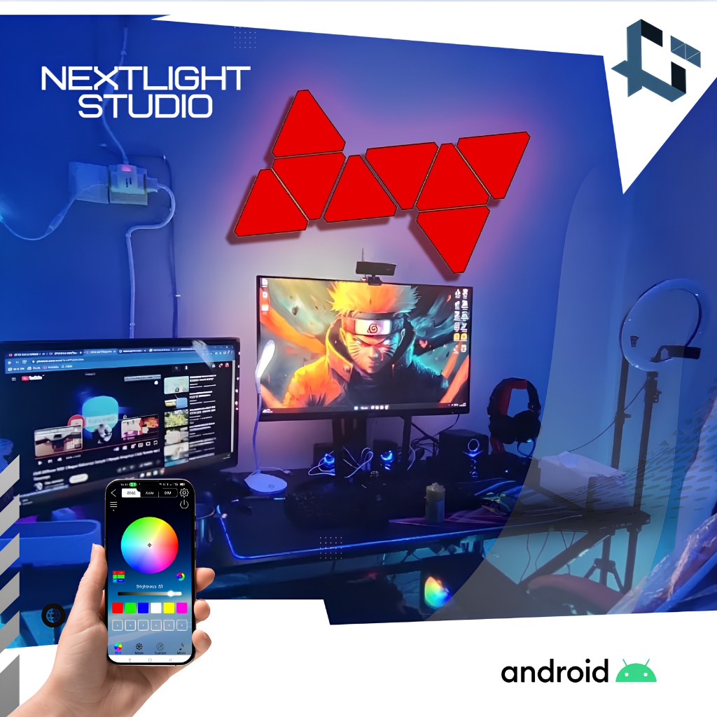 Lampu Gaming Segitiga RGB  8 Panel | LED Gaming Room 8 Panel