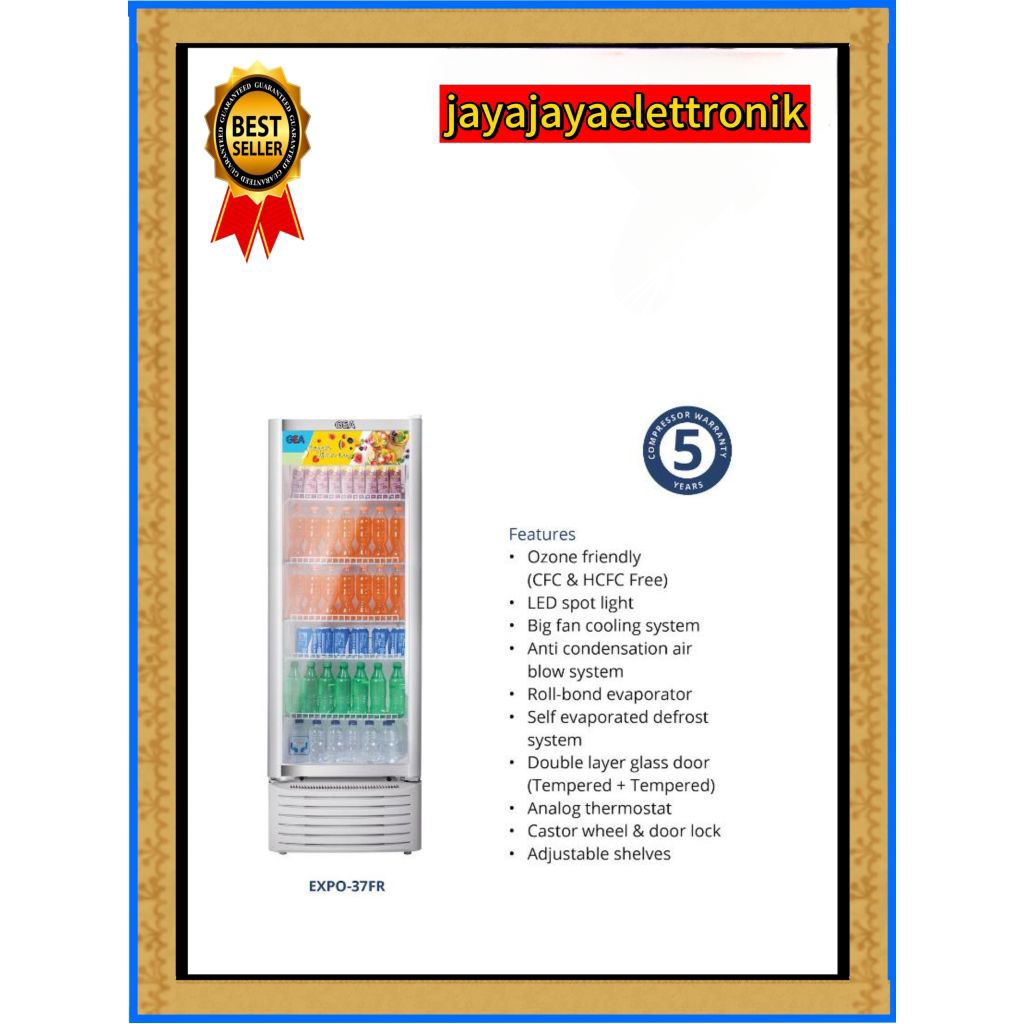 SHOWCASE GEA EXPO 37 FR / LEMARI PENDINGIN GEA 281 LITER 5 RAK