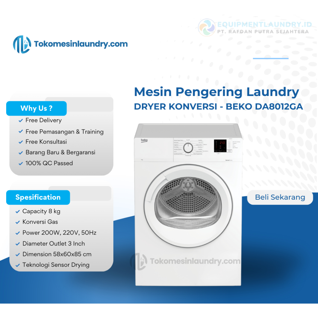 Dryer Beko 8kg Mesin Pengering Laundry Beko DA8012GA