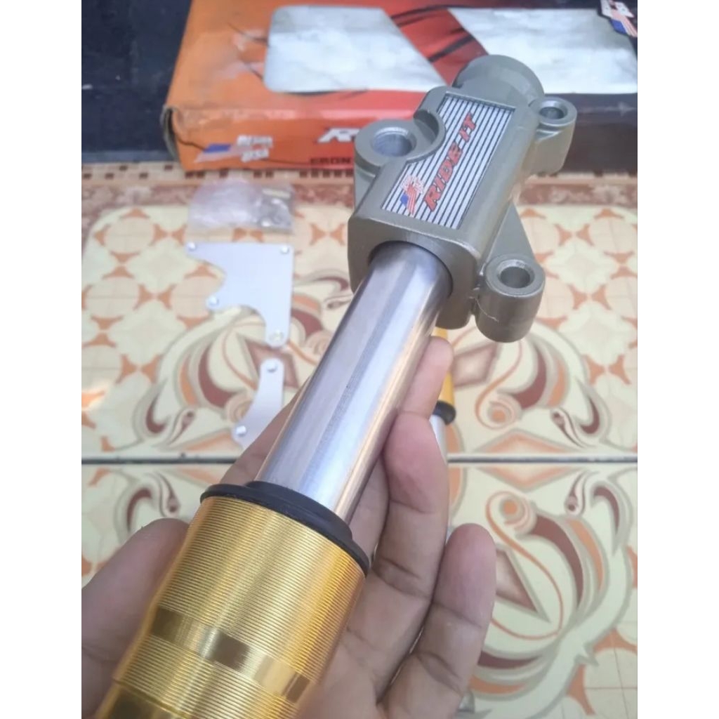Shock upsidedown original Ride it UK 300mm universal matic bebek sport As 26 (bracket PNP Supra stan