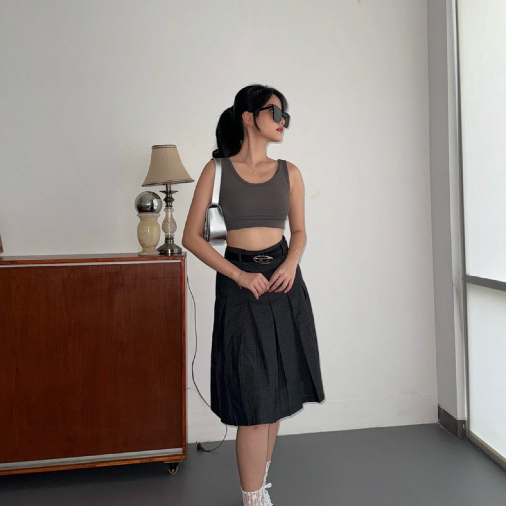 [ PRELOVED ] Rok Midi Polos Simple Korea Outer Ikat Kimono Blouse Rok Selutut