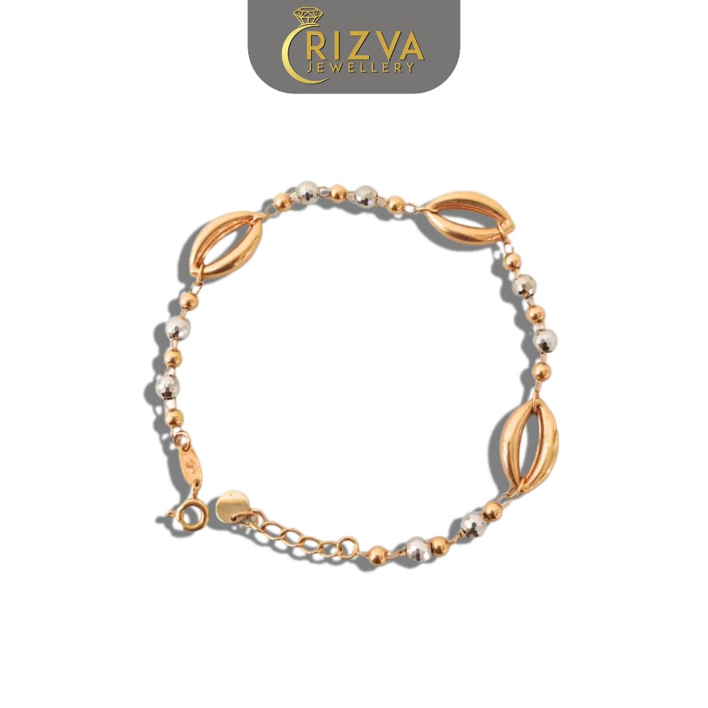 Gelang Emas asli Kadar 8K Rantai Simple Ringan Rizva Jewelley