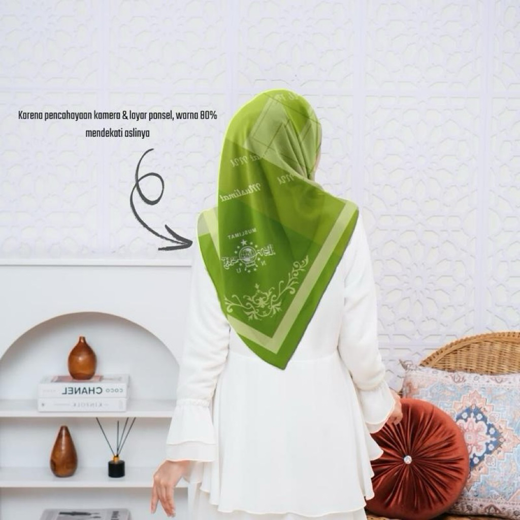 Dinz hija/jilbab motif muslimat NU bahan voal premium Kerudung Wanita Segi Empat Square Mewah