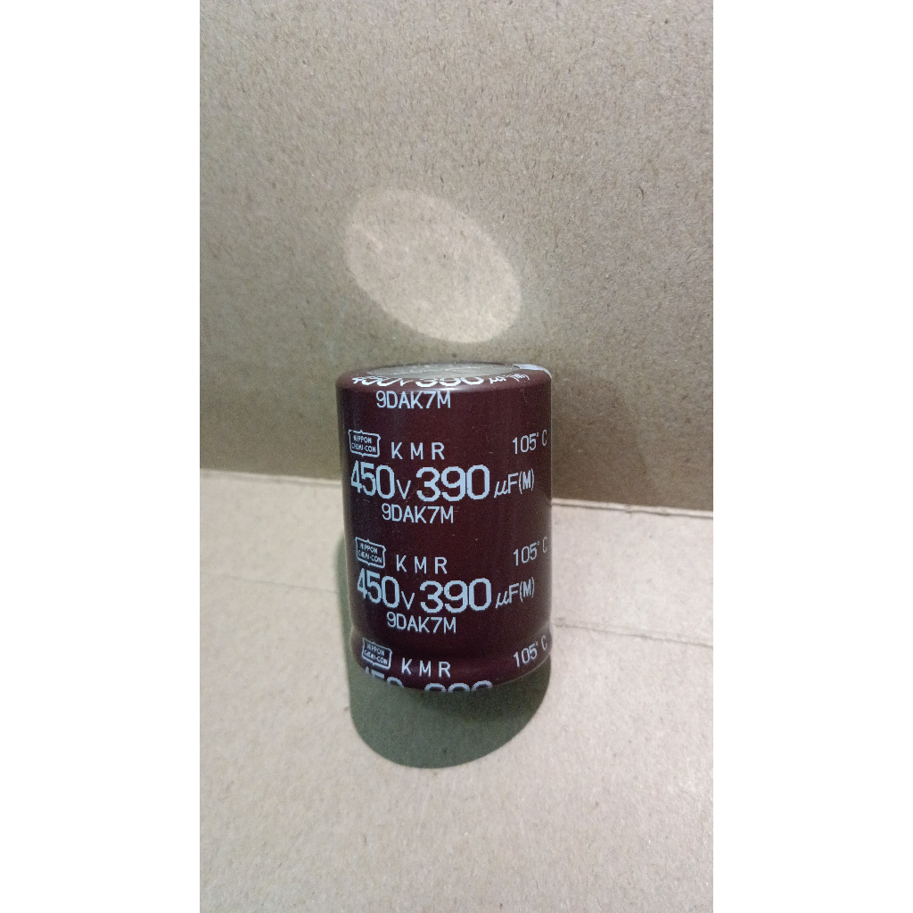7318 kapasitor elco 390uf 390 uf 450v 450volt 450 volt nippon chemicon