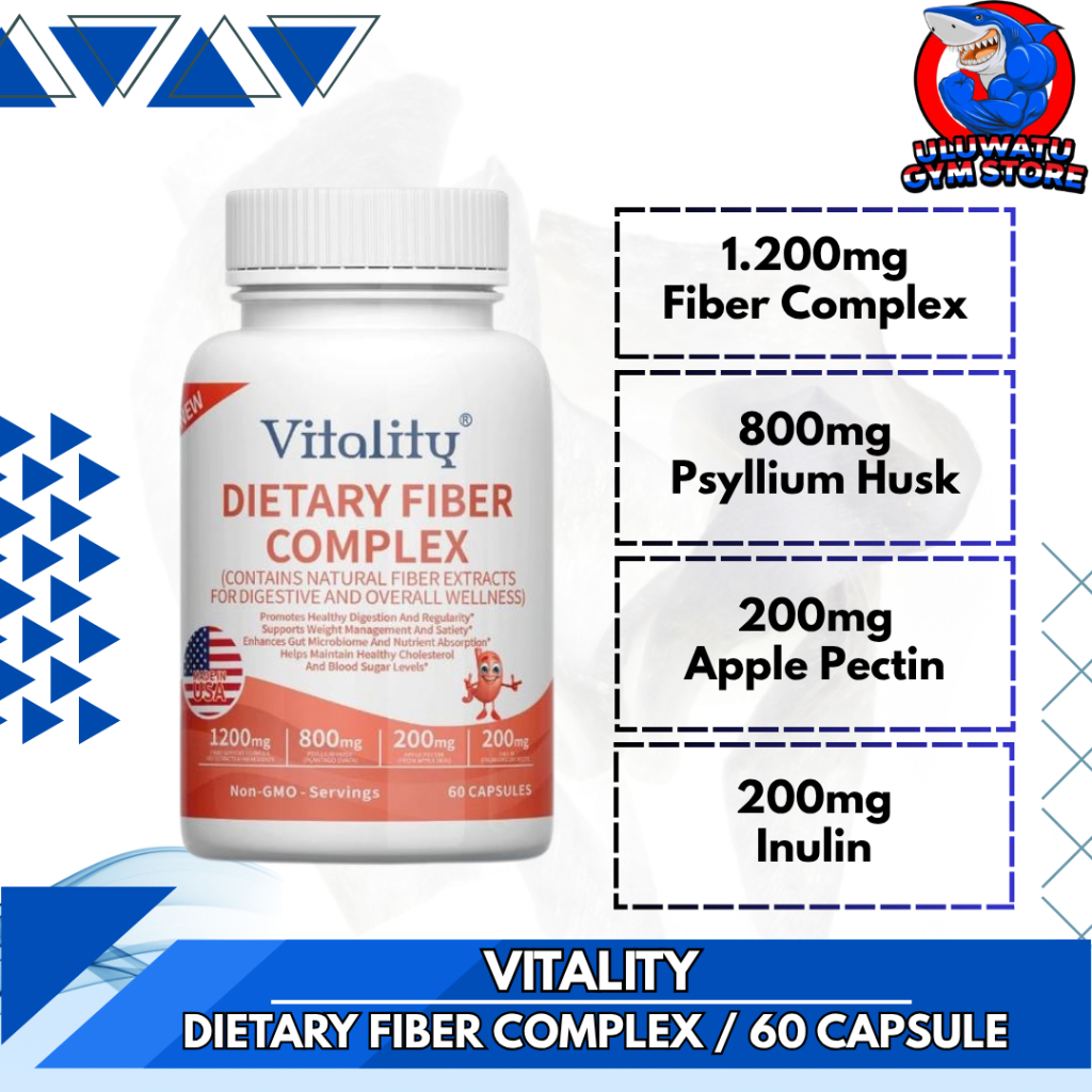 (PROMO!) Vitality USA DIETARY FIBER COMPLEX 1200mg With Psyllium Husk Inulin 60 Kapsul - Digestive H