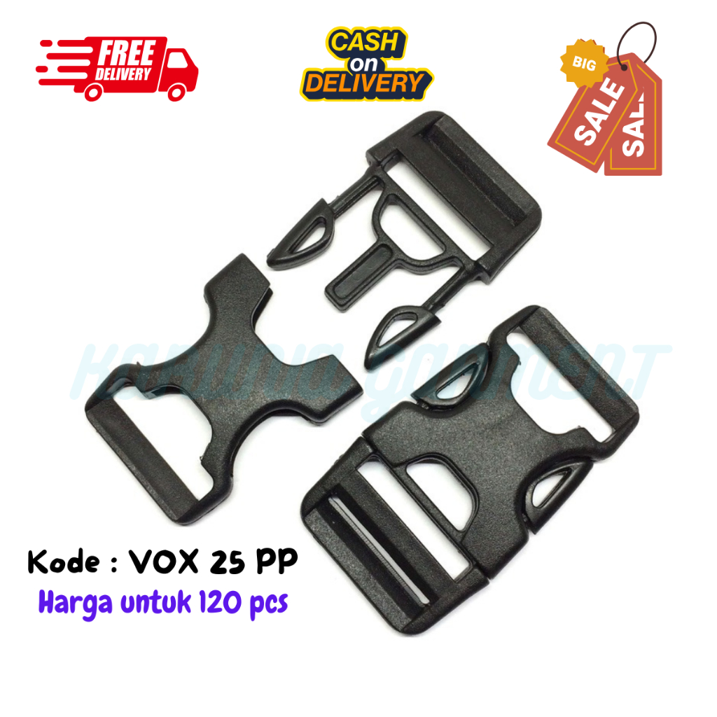 GESPER KLIK SELOT TALI WEBBING TAS 2.5 CM KUNCI SODOK BUCKLE PLASTIK PP