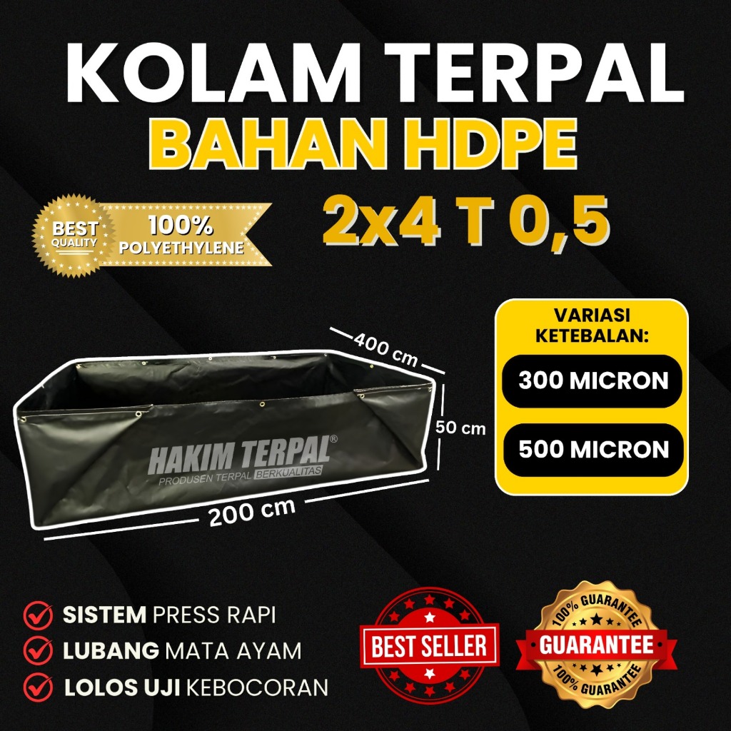 Kolam Kotak Bahan Hdpe Geomembran Ukuran 2x4 T 0,5 Meter