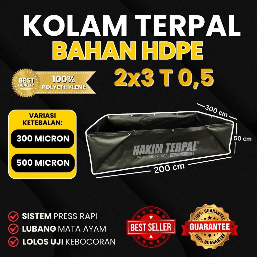 Kolam Kotak Bahan Hdpe Geomembran Ukuran 2x3 T 0,5 Meter