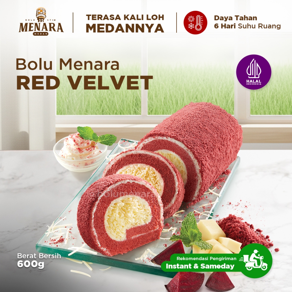 Bolu Menara Red Velvet - Reguler Pack (600 gr) - Oleh-oleh Khas Medan