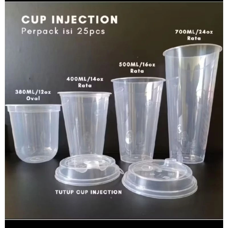 Sablon cup Injection 12 oz oval  14 oz datar 16 oz datar 22 oz datar + tutup 500 pc