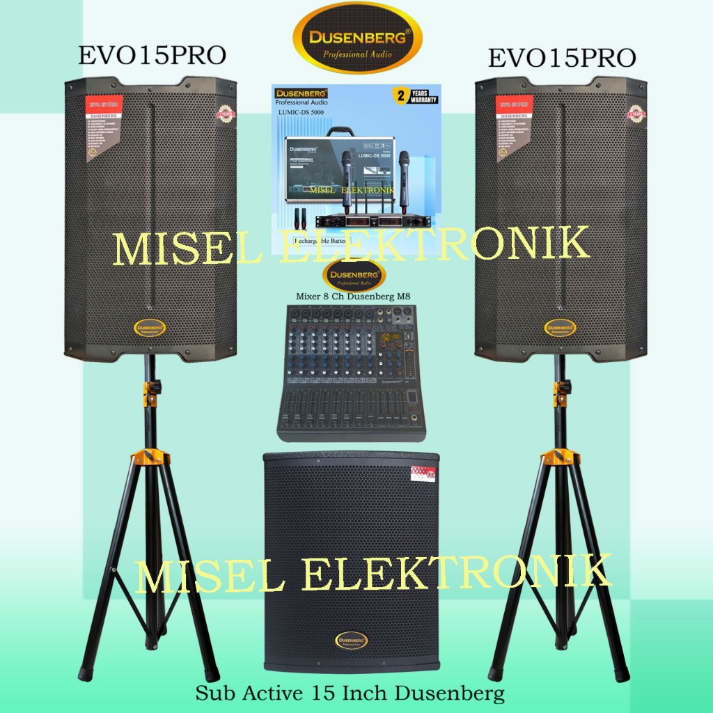 Paket Sound System Indoor Speaker Aktif 15 Inch DusenBern EVO15PRO Sub 15 Inch