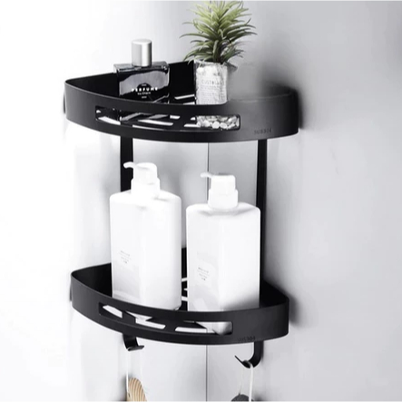 Rak Rack Sudut Kamar Mandi 2 Susun Rak Segitiga Tempat Wadah Sabun Sampoo Alat Mandi Storage