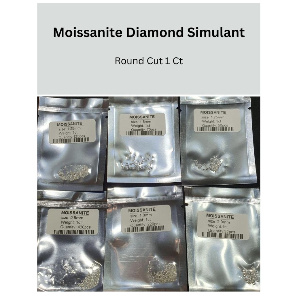 Moissanite Tabur Berlian Gugur ukuran 1mm/2mm/3mm/4mm Perpack