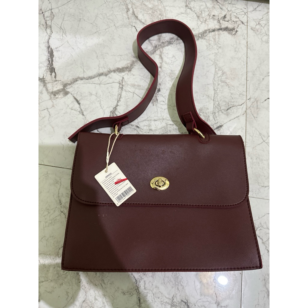 Shoulder Bag Original Miniso Maroon Tas Wanita Cantik