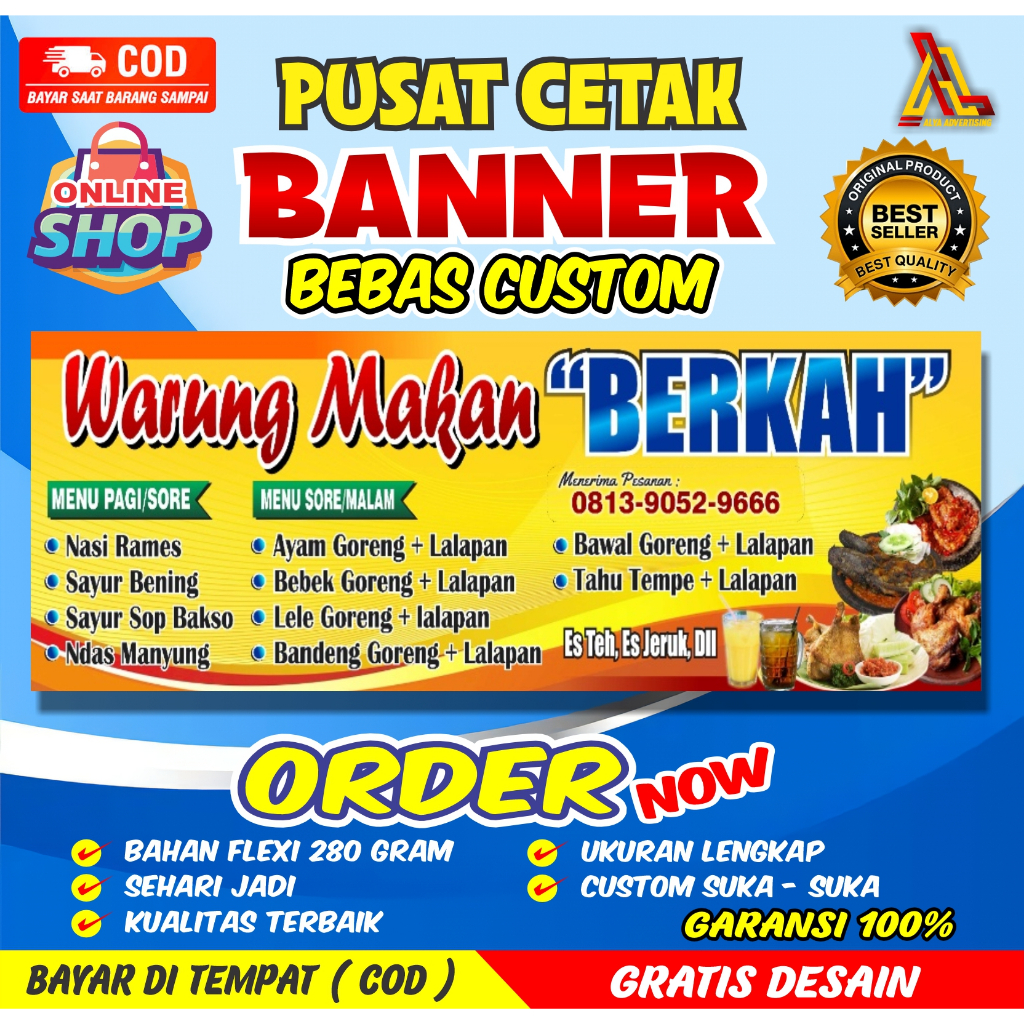 Banner toko/banner warung/banner murah sehari jadi/banner free desain/banner gratis desain/ banner c
