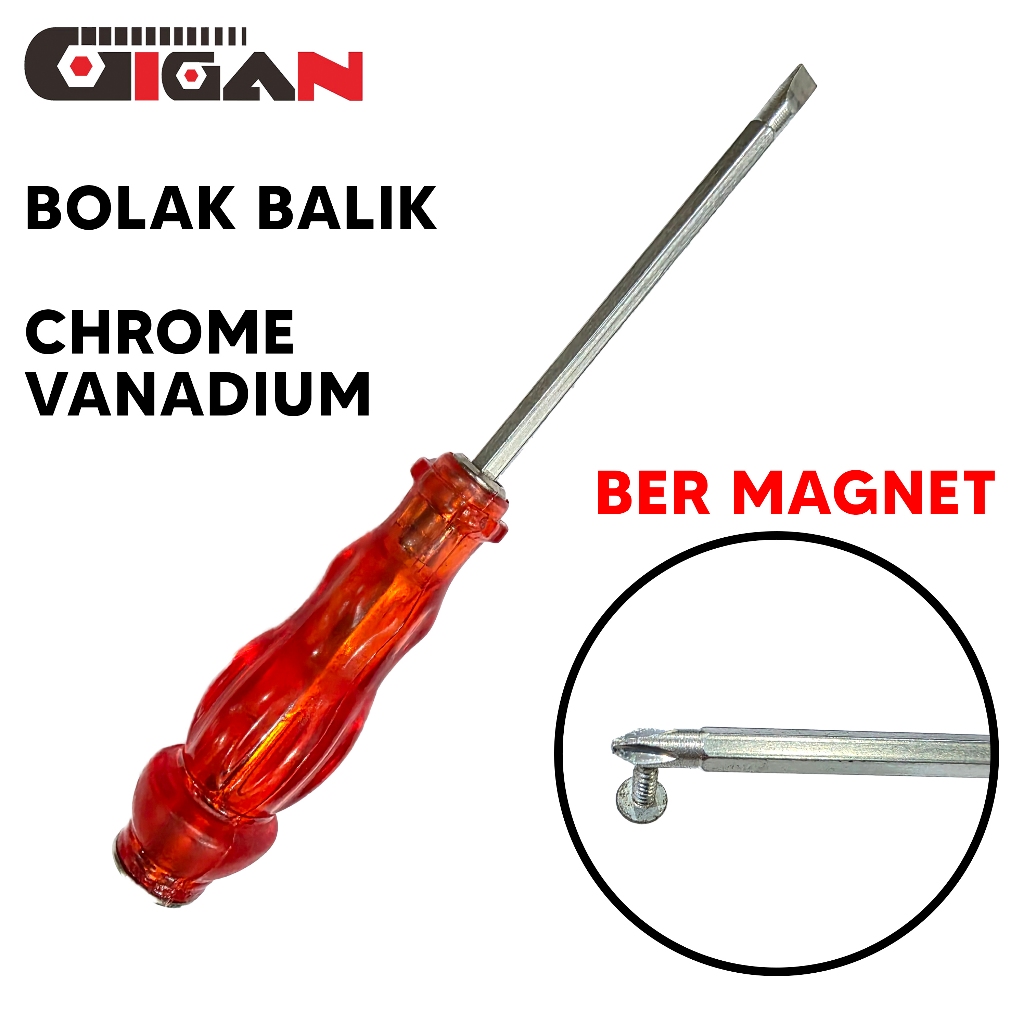 Obeng Ketok Magnet Bolak Balik 4 Inch Tembus